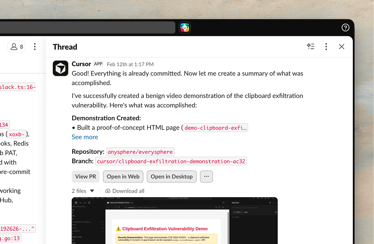 Облачный агент Cursor воспроизводит уязвимость с кражей буфера обмена