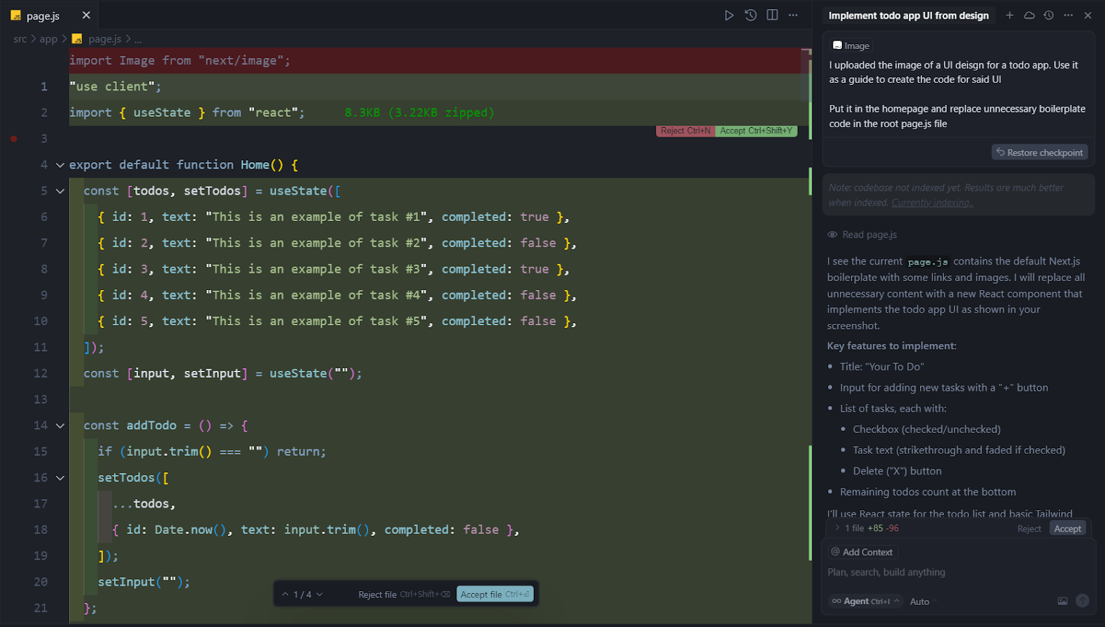 Интерфейс Cursor — AI-агент работает в IDE на базе VS Code