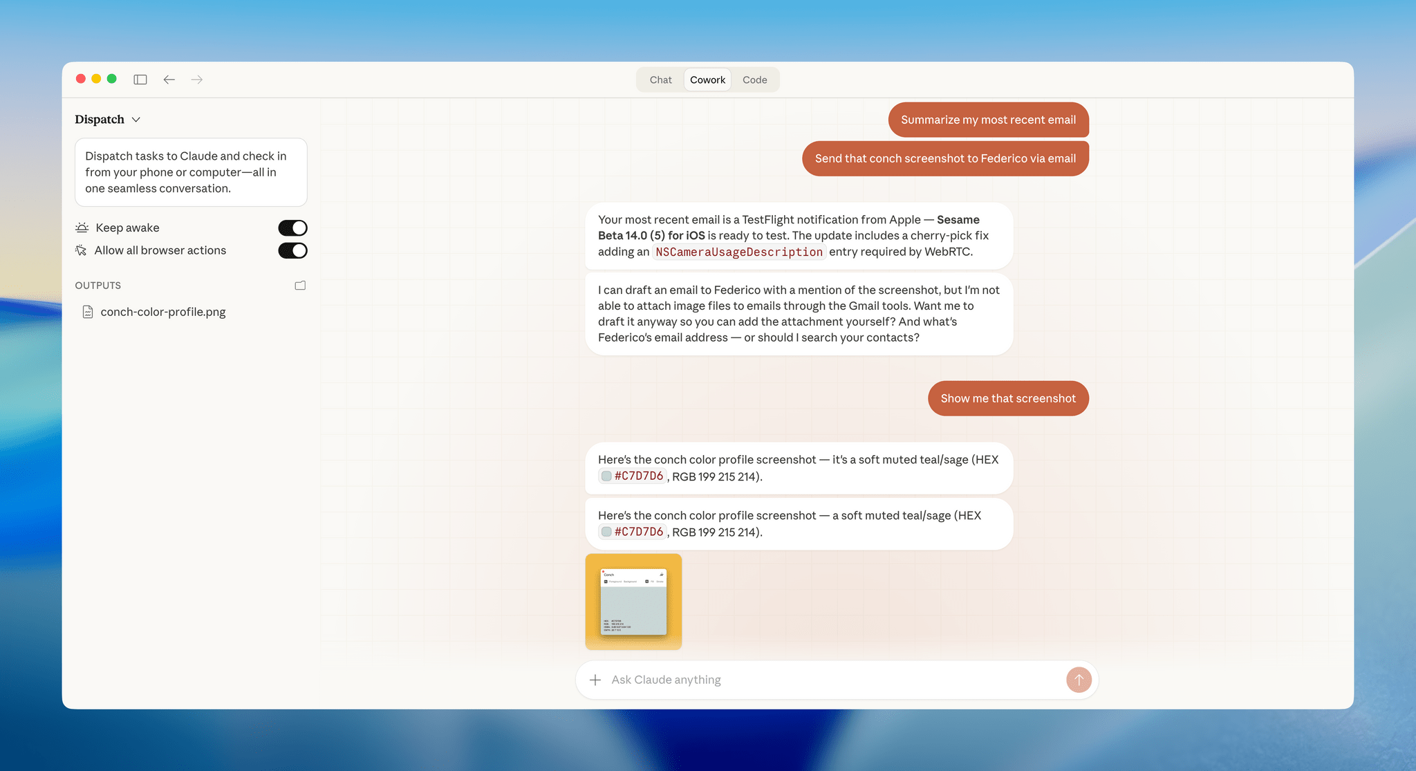Dispatch в Claude Desktop на Mac