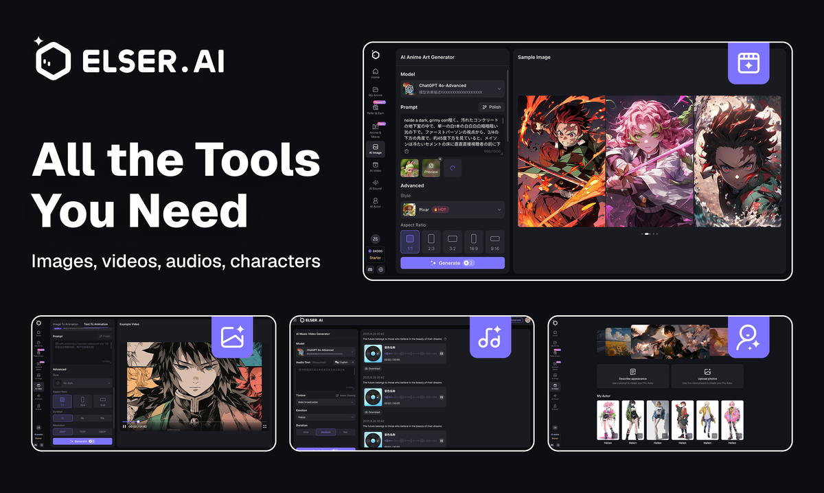 Elser AI — генерация аниме-видео из одного промпта