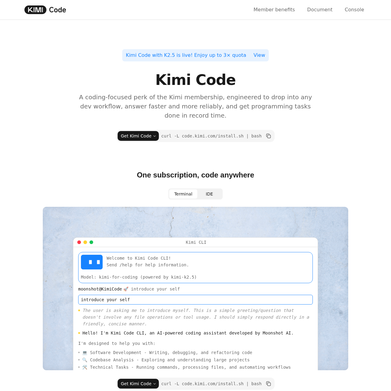 Kimi Code — open-source CLI-агент для кодинга от Moonshot AI
