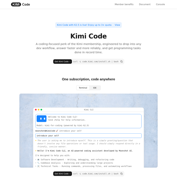 Kimi Code — open-source CLI-агент для кодинга от Moonshot AI